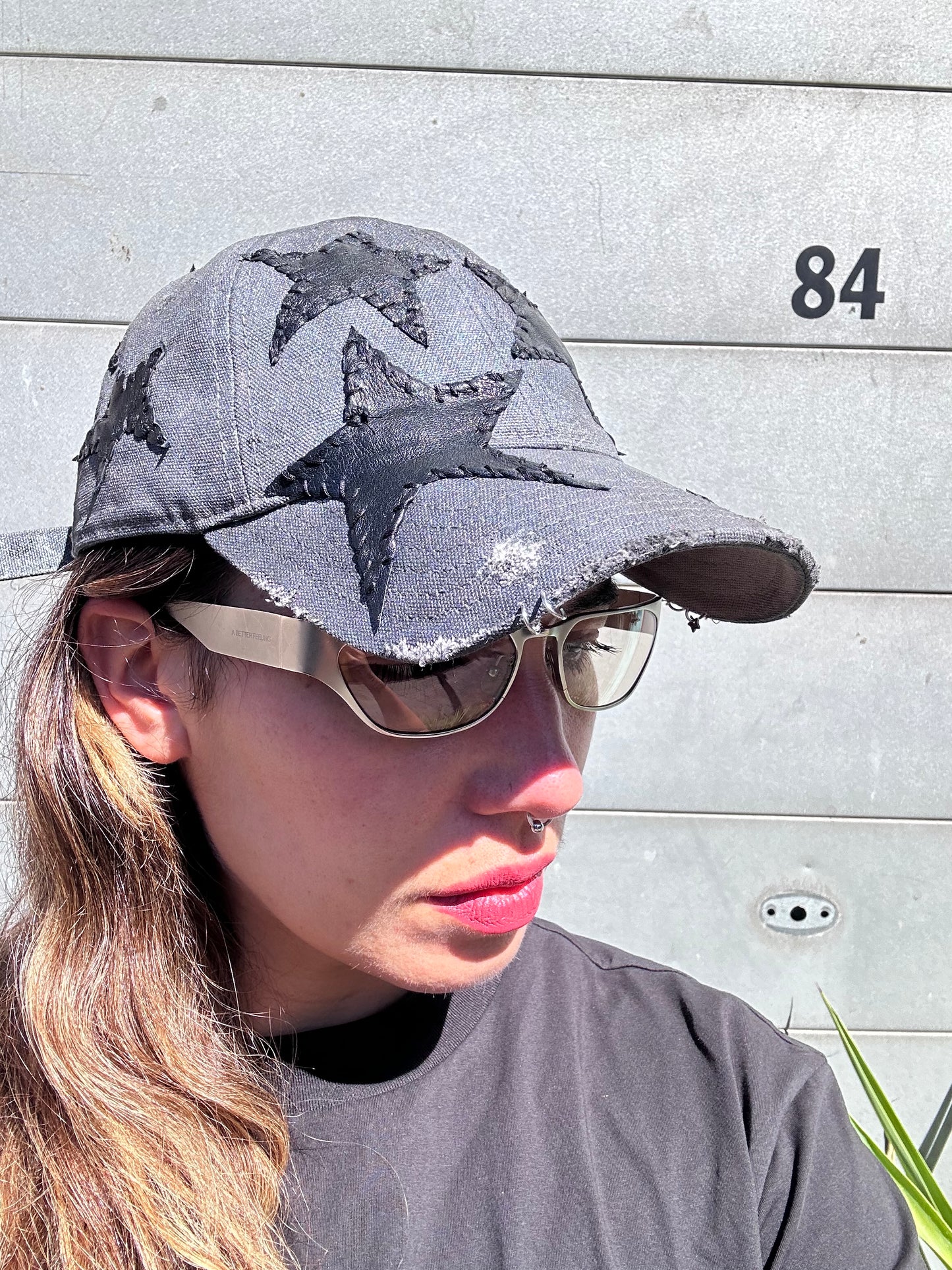 Metallic ‘Leather Star’ Cap