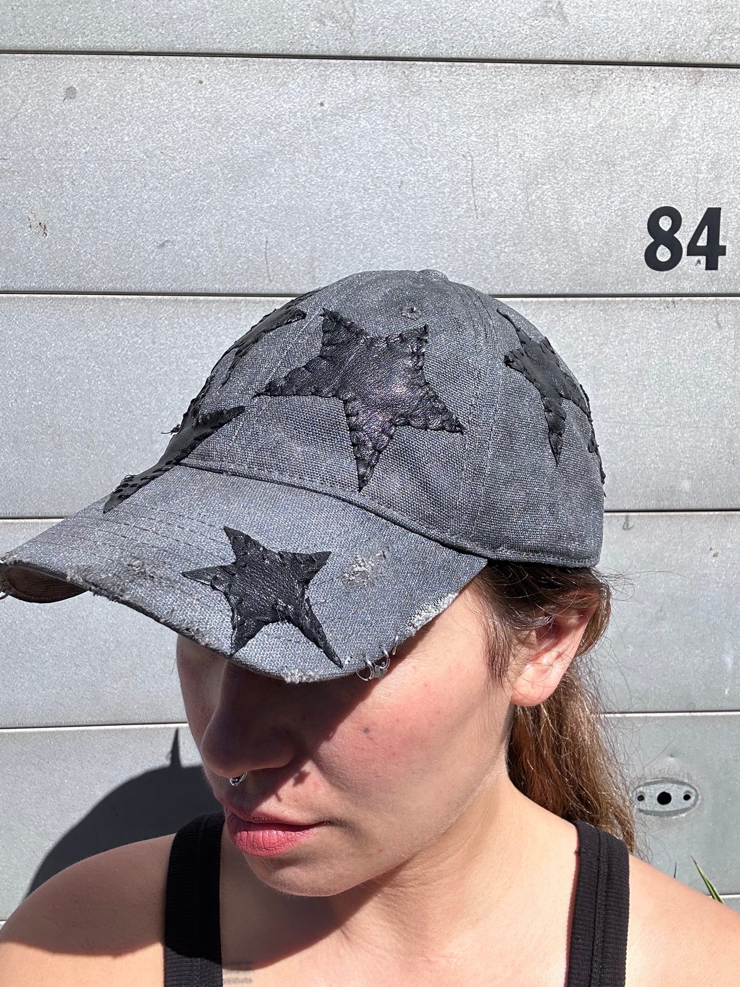 Metallic ‘Leather Star’ Cap